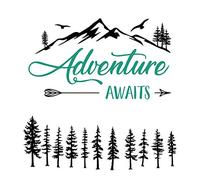 Funny Adventure Awaits Outdoors Hiking Camping Mountains Travel Vinyl Wall Art Decal Sticker, Family Home Decor Removable Vinyl, for Bedroom Living Room, Home Decor Decal Sticker (11.8''×23.6'')