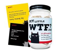 Funny Affirmation Jar: 60 Self Care Badass Quotes, Daily Positive Motivation Affirmation Note for Adult, My Little Wtf Jar Dark Humor Encouragement Cards for Desktop Dorm Stress Relief Gag Gift (1P)
