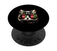 Funny Afghan Cat Afghanistan Flag Sunglasses PopSockets Adhesive PopGrip