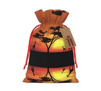 Funny African Sunset Hemp Bundle Gift Bag,Christmas Bags Holiday Wrapping Bag For Christmas Party