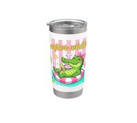 Funny After While Crocodile Pink Striped Stainless Steel Insulated Tumbler