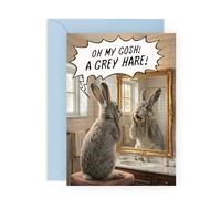 Funny Age Joke Birthday Card - Oh My Gosh A Grey Hare - Greeting for Friend Brother Sister Aunt Uncle Grandma Grandpa Mum Dad Wife Husband Oldies - 30s 40s 50s 60s -Comes with Stickers