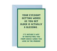 Funny Ageing Birthday Card - Eyesight Getting Worse -Humour For Him Her Mum Dad Brother Sister Husband Wife Coleague Neighbour Bestie BFF Family Friend Adults - Mirror Look -Comes with Stickers