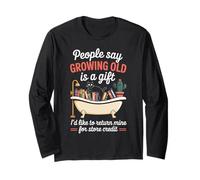 Funny Aging Joke Growing Old Return Cat Tub Joke Women Men Long Sleeve T-Shirt