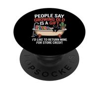 Funny Aging Joke Growing Old Return Cat Tub Joke Women Men PopSockets Adhesive PopGrip