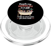 Funny Aging Joke Growing Old Return Cat Tub Joke Women Men PopSockets PopGrip for MagSafe