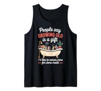Funny Aging Joke Growing Old Return Cat Tub Joke Women Men Tank Top