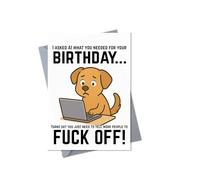 Funny AI Dog Birthday Card Rude Swear Design for Him Her Mate Friend Colleague 5x7 Blank with Envelope - JBS71