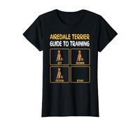 Funny Airedale Terrier Guide to Training Dog Obedience T-Shirt, Women, Black, Medium