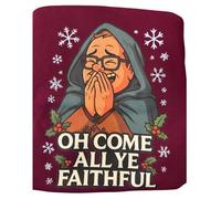 Funny Alan Carr Traitors Christmas Jumper, "Oh Come All Ye Faithful" Design, Burgundy and Forest Green, Festive Holiday Sweatshirt with Snowflake Pattern (UK, Alpha, XXL, Regular, Regular, Maroon)
