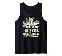 Funny Alarm Clock & Deadlines Fear Procrastinator Humor Tank Top