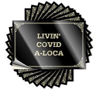 Funny Alcohol Signs Peel and Stick Wall Decor - Dishwasher Safe Livin' Covid-a-loca for Funny Water Bottle Surface(6X9CM-10Pcs)