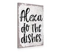 Funny Alexa Do The Dishes Kitchen Metal Tin Sign Wall Decor - Vintage Kitchen Quote Tin Sign Decor Gifts 6x8 Inch