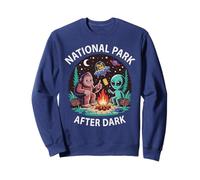 Funny Alien Cat NATIONAL PARK AFTER DARK Bigfoot Camp Staff Sweatshirt