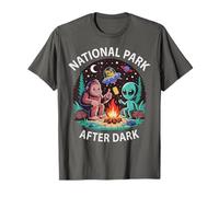 Funny Alien Cat National Park After Dark Bigfoot Camp Staff T-Shirt