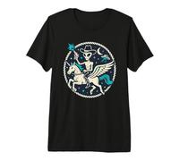 Funny Alien Cowboy Pegasus UFO Western Space Scene Premium T-Shirt
