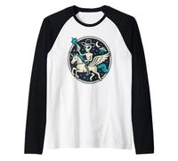 Funny Alien Cowboy Pegasus UFO Western Space Scene Raglan Baseball Tee