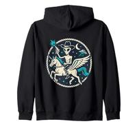 Funny Alien Cowboy Pegasus UFO Western Space Scene Zip Hoodie