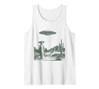 Funny Alien Cowboy Skeleton UFO Desert Abduction Tank Top