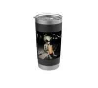 Funny Alien Drinking Iced Coffee Weird Surreal Stainless Steel Insulated Tumbler
