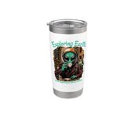 Funny Alien Exploring Earth Espresso Lover Coffee Italy Stainless Steel Insulated Tumbler