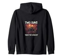 Funny Alien Farmer | UFO Two Suns Twice The Harvest Meme Zip Hoodie