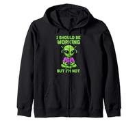 Funny Alien Gamer I Should Be Working But I’m Not Zip Hoodie