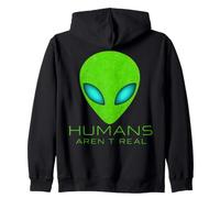 Funny Alien Humans aren't Real Tee Cute UFO Space Gift Zip Hoodie