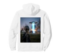Funny Alien Invasion UFO Alien Smoking Cigarette Drinking Pullover Hoodie