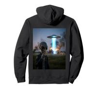 Funny Alien Invasion UFO Alien Smoking Cigarette Drinking Pullover Hoodie