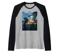 Funny Alien Invasion UFO Alien Smoking Cigarette Drinking Raglan Baseball Tee