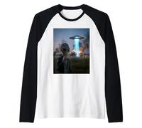 Funny Alien Invasion UFO Alien Smoking Cigarette Drinking Raglan Baseball Tee