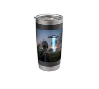 Funny Alien Invasion UFO Alien Smoking Cigarette Drinking Stainless Steel Insulated Tumbler