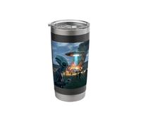 Funny Alien Invasion UFO Alien Smoking Cigarette Drinking Stainless Steel Insulated Tumbler