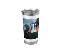 Funny Alien Invasion UFO Alien Smoking Cigarette Drinking Stainless Steel Insulated Tumbler