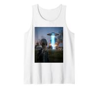 Funny Alien Invasion UFO Alien Smoking Cigarette Drinking Tank Top