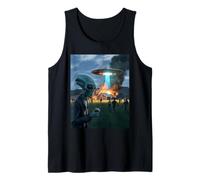 Funny Alien Invasion UFO Alien Smoking Cigarette Drinking Tank Top
