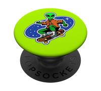 Funny Alien on a Skateboard PopSockets Adhesive PopGrip