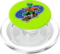 Funny Alien on a Skateboard PopSockets PopGrip for MagSafe