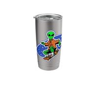 Funny Alien on a Skateboard Stainless Steel Insulated Tumbler