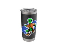 Funny Alien on a Skateboard Stainless Steel Insulated Tumbler