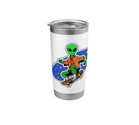 Funny Alien on a Skateboard Stainless Steel Insulated Tumbler