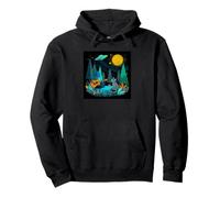 Funny Alien Playing Guitar UFO Cat Swirling Starry Sky Pullover Hoodie