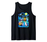 Funny Alien Playing Guitar UFO Cat Swirling Starry Sky Tank Top