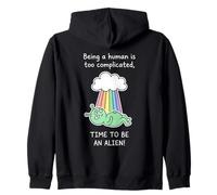 Funny Alien Rainbow Time To Be An Alien Space Costume Zip Hoodie