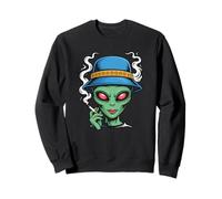 Funny Alien Smoking Weed Trippy Retro Sci-Fi Gift Sweatshirt