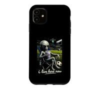 Funny Alien Soccer I Live Here Meme Boba Tea Design Case for iPhone 11