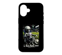 Funny Alien Soccer I Live Here Meme Boba Tea Design Case for iPhone 16