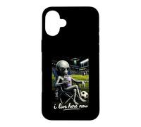 Funny Alien Soccer I Live Here Meme Boba Tea Design Case for iPhone 16 Plus