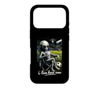Funny Alien Soccer I Live Here Meme Boba Tea Design Case for iPhone 17 Pro